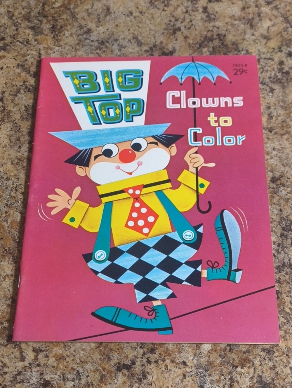 Vintage 1967 Clowns to Color - Kids Coloring Book (Pink)